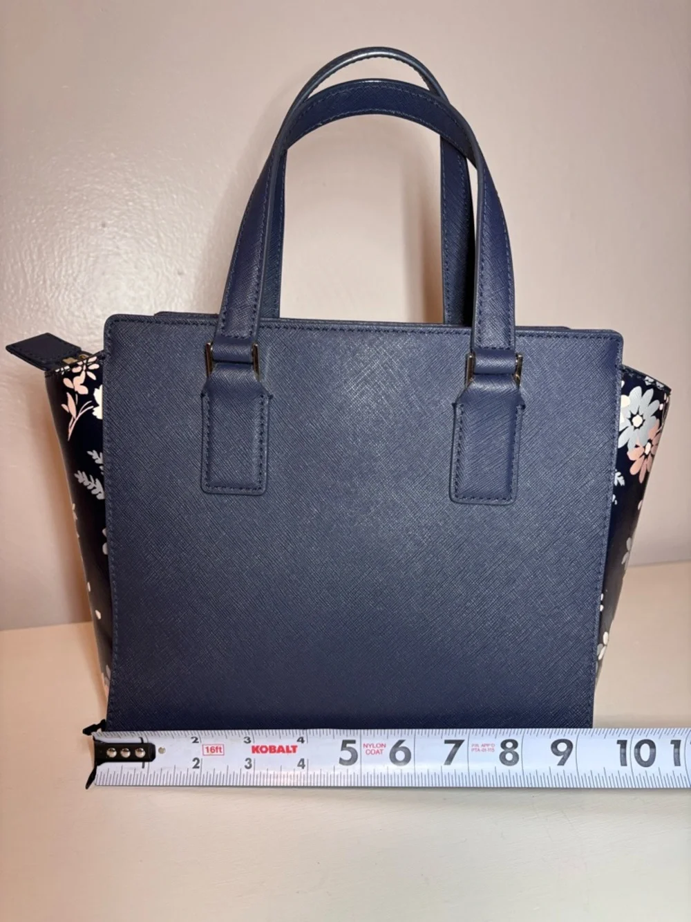 kate spade navy floral-accent mini tote - Picture 3 of 6